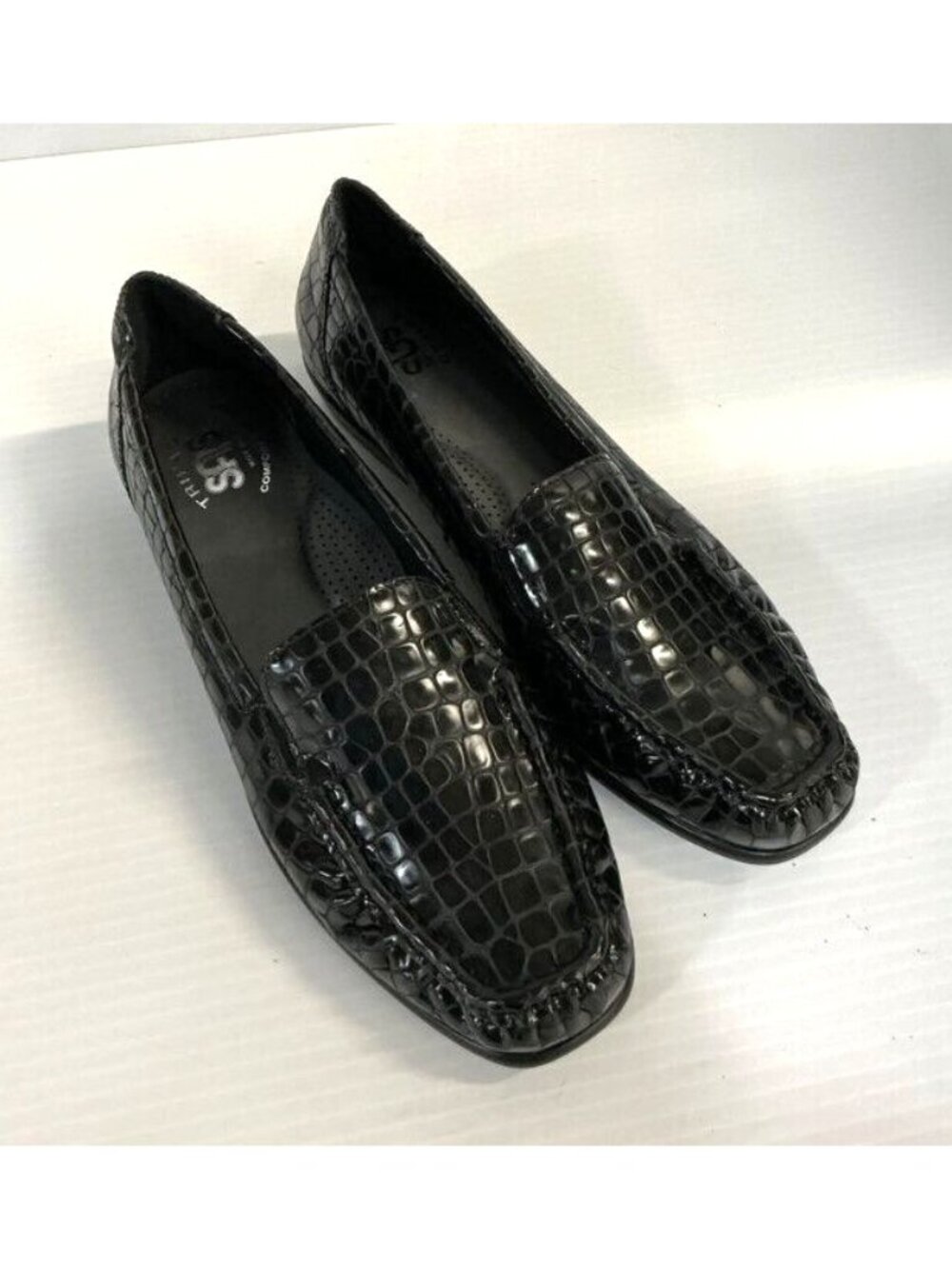 SAS Joy Womens Size 8 N Shoes Black Croc Slip On Casual Loafers - NEW - Picture 5 of 6